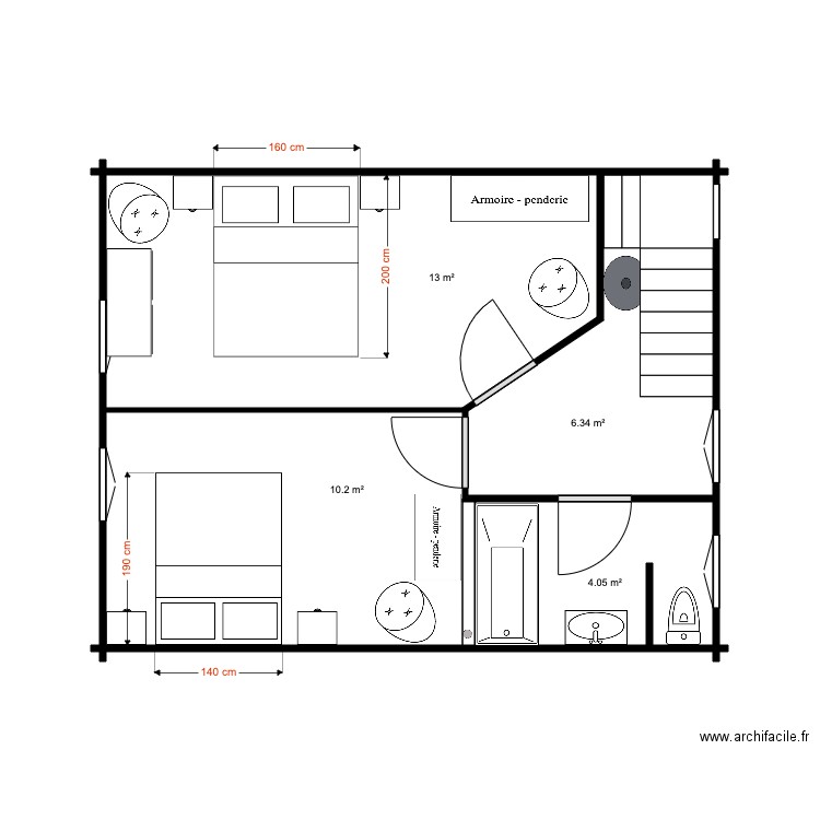 Etage Chalet 34 M 4. Plan de 0 pièce et 0 m2