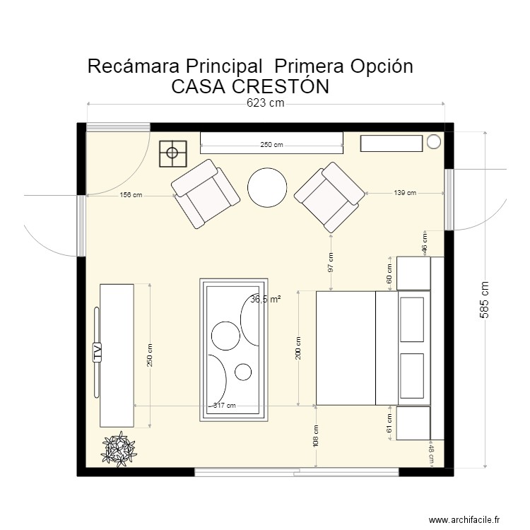Casa Crestón Recámara principal. Plan de 0 pièce et 0 m2