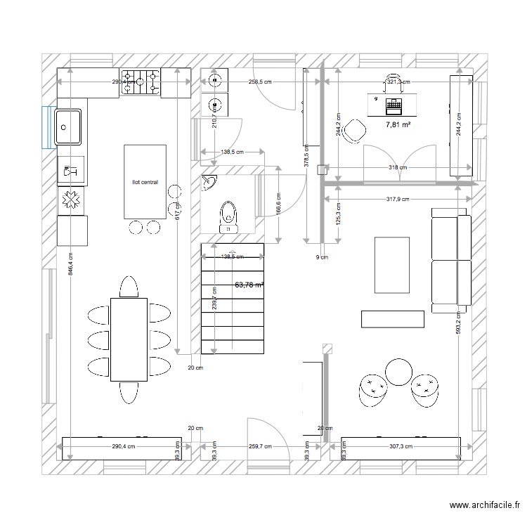 Projet 1V2 couleurs. Plan de 0 pièce et 0 m2