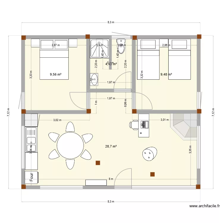 casa. Plan de 4 et 52 m² casa. Plan de 4 et 52 m²