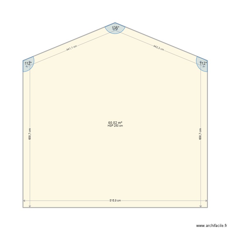 MUR MAISON. Plan de 1 pièce et 60 m2