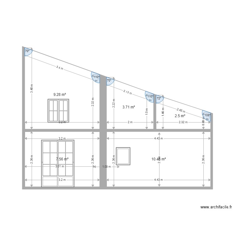 condeon 2 facade apres modif toiture et plancher. Plan de 0 pièce et 0 m2