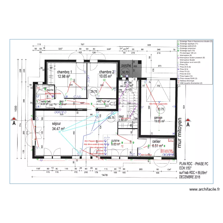 Plan RDC projet SALLABERRY. Plan de 