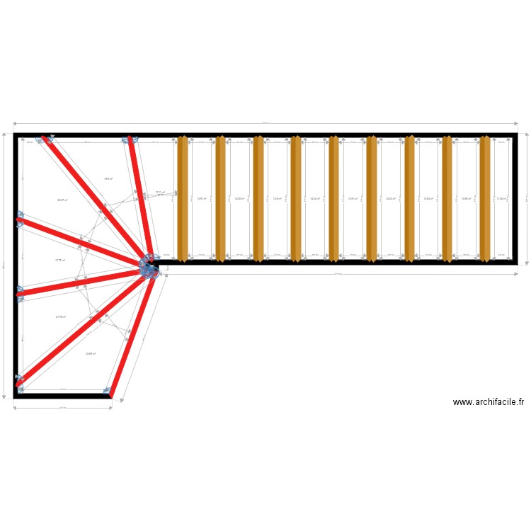 escalier 30 degrés poteau 8. Plan de 0 pièce et 0 m2