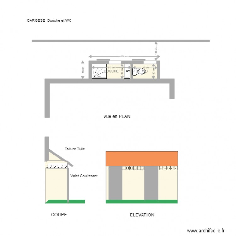 Cargese Douche WC nouveau projet. Plan de 0 pièce et 0 m2