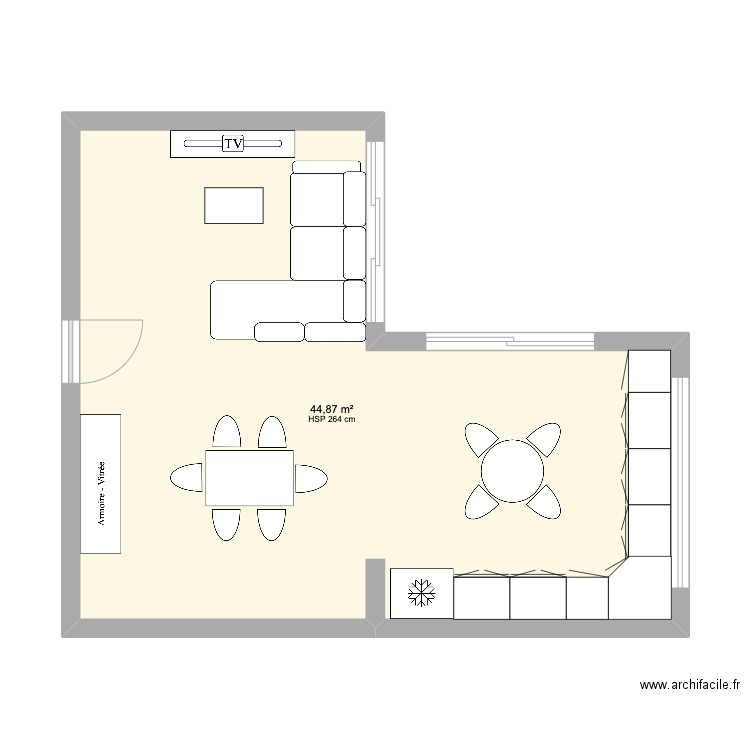 Maison Clim Rosoux Putz. Plan de 1 pièce et 45 m2