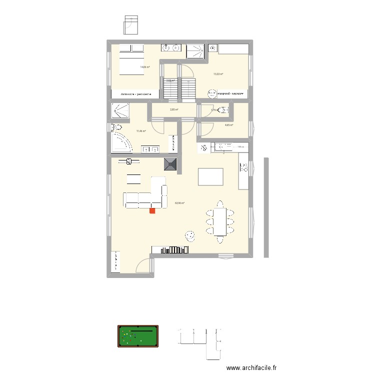 Plan 3 si agrandissement terrasse. Plan de 8 pièces et 114 m2