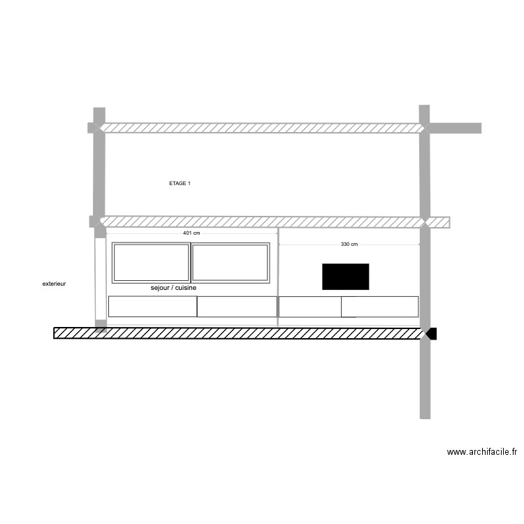 elevation coté séjour . Plan de 0 pièce et 0 m2