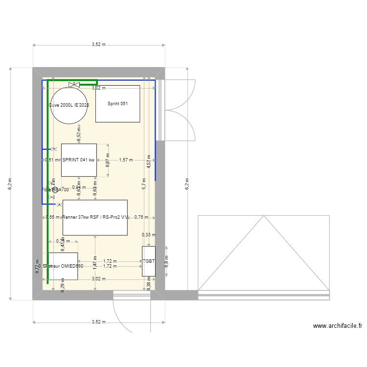 Courbis Synthese 37 kw rennerRSF. Plan de 1 pièce et 17 m2