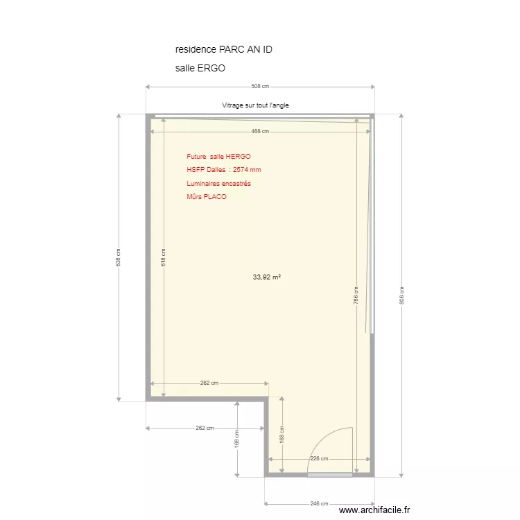 Future salle HERGO r&eacute;sidence prad an id. Plan de 