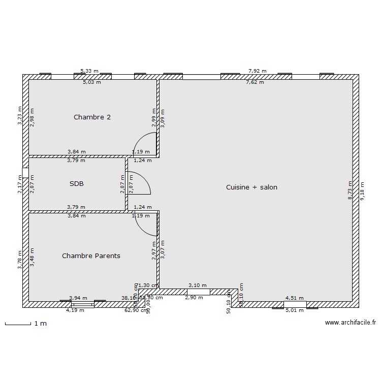 1er essai. Plan de 0 pièce et 0 m2