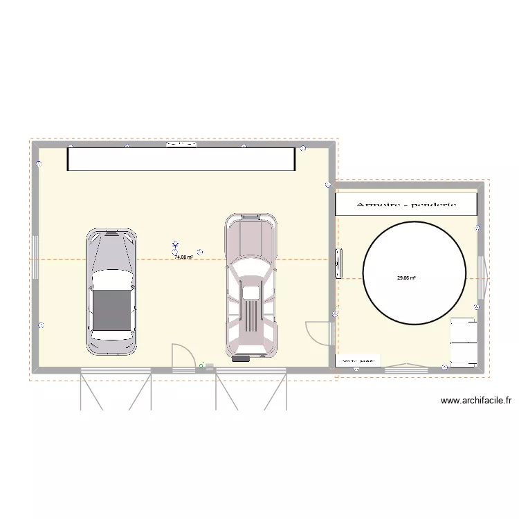Garage ++2. Plan de 2  et 104 m²