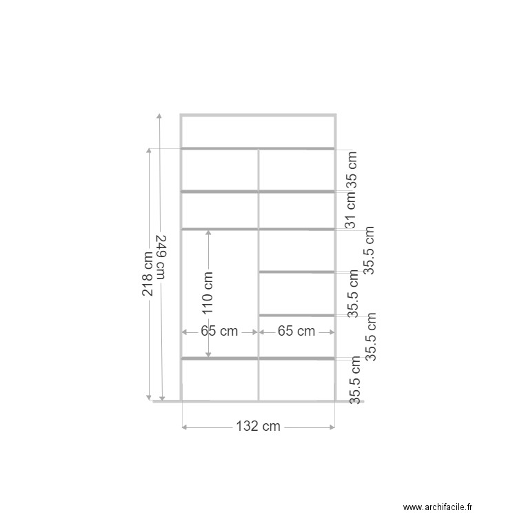 placard fonck 2ouvert. Plan de 0 pièce et 0 m2