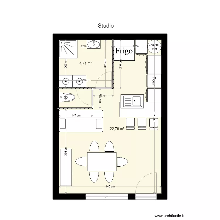 Studio. Plan de 