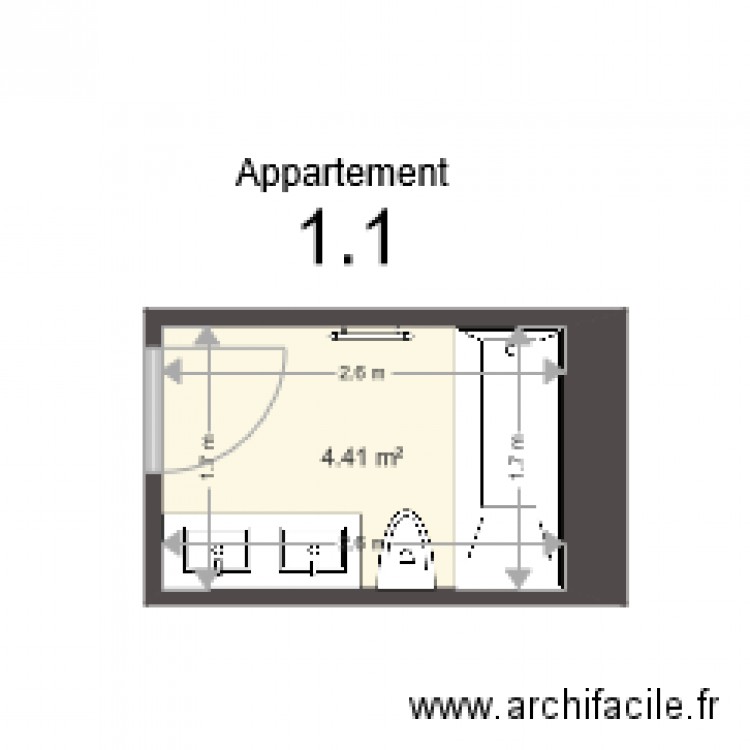 1 1 Salle de bain. Plan de 0 pièce et 0 m2