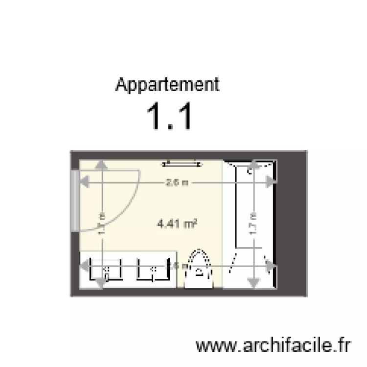 1 1 Salle de bain. Plan de 