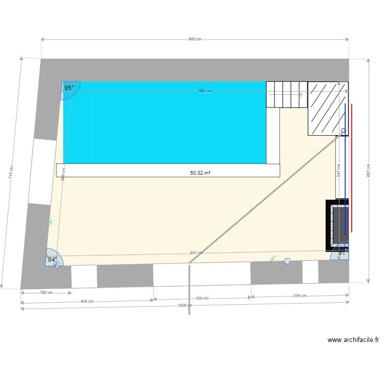 Plan ruine. Plan de 1 pièce et 50 m2