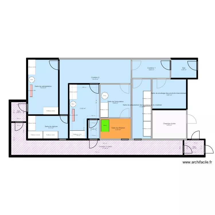 Nouvelle extension modifi&eacute;e 2 corridors. Plan de 