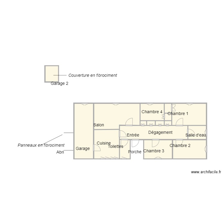 Croquis MONDON amiante. Plan de 17 pièces et 22 m2