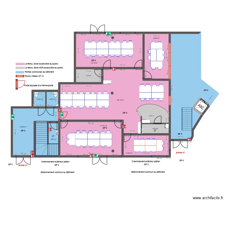 LA MANU RDC APRES TRAVAUX. Plan de 16 pièces et 262 m2