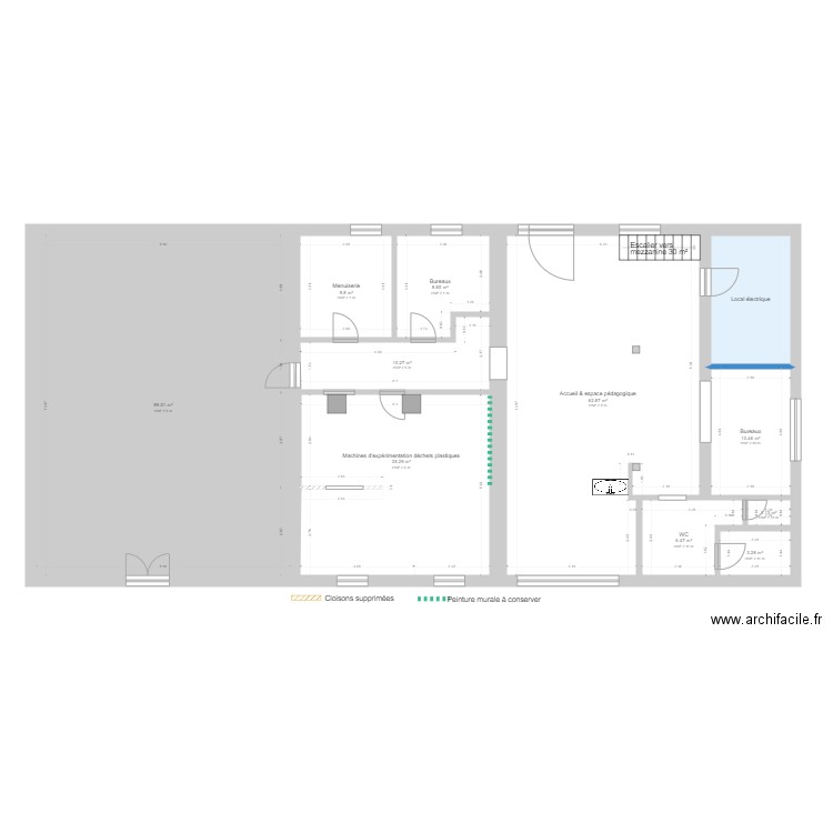 Plan atelier Mettray v2. Plan de 11 pièces et 249 m2