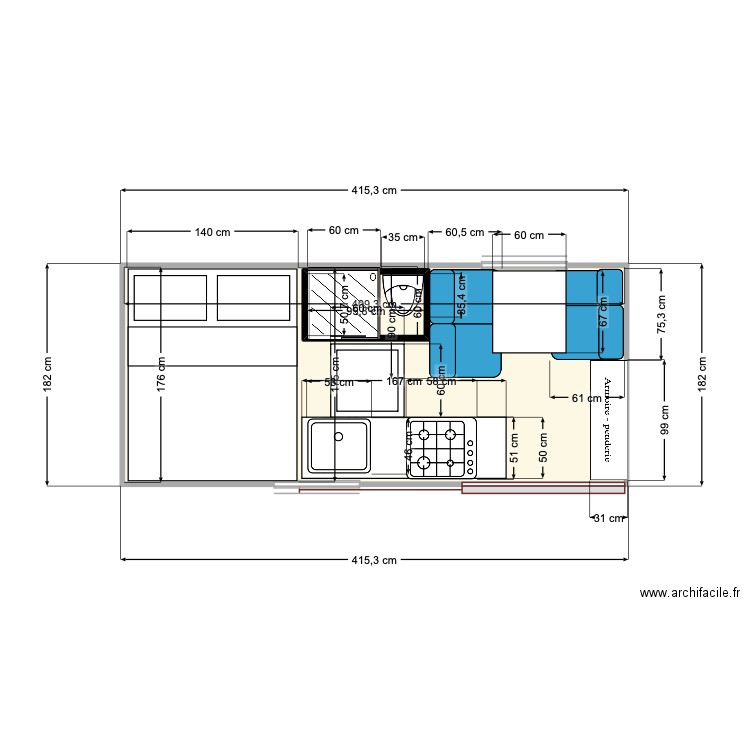 Aménagement 2. Plan de 2 pièces et 8 m2