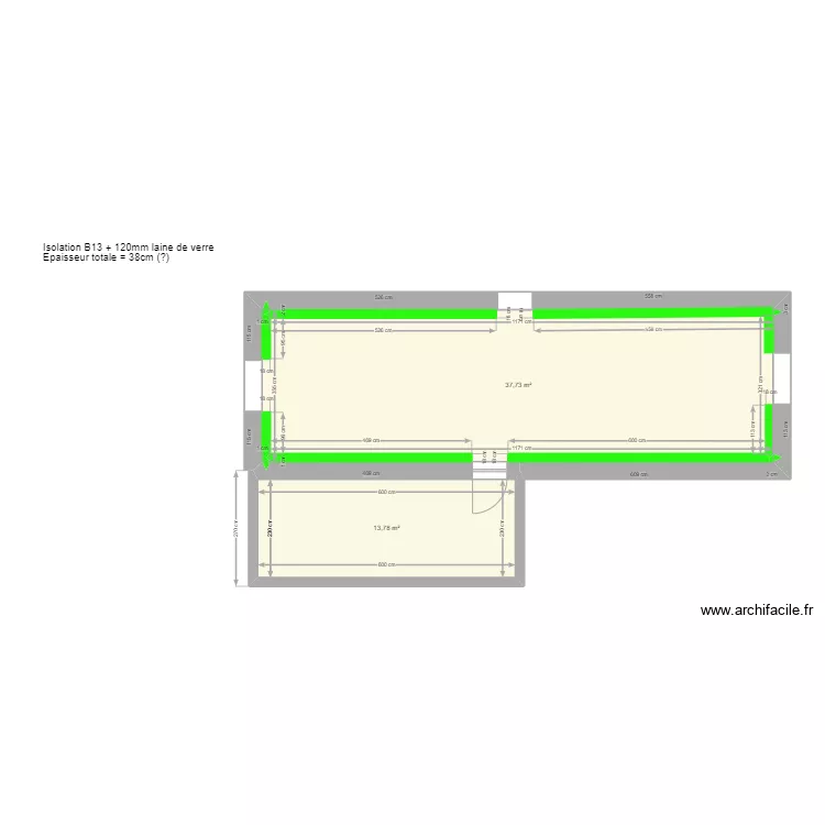 Plan &eacute;tage avec isolation. Plan de 