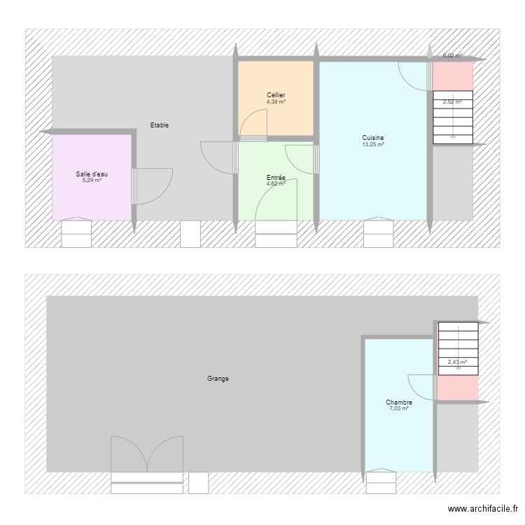 plan en coupe. Plan de 14 pièces et 107 m2