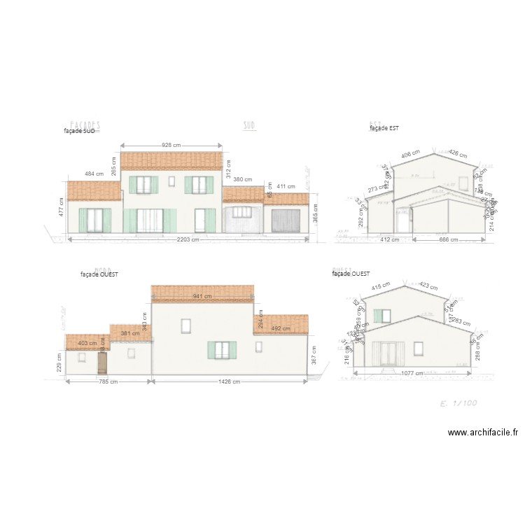 plan1facade sud. Plan de 0 pièce et 0 m2