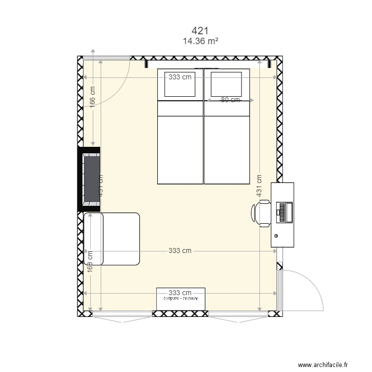 chambre 421. Plan de 0 pièce et 0 m2