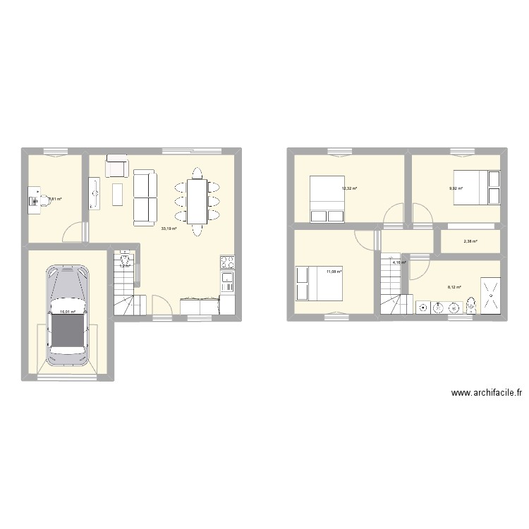 maisons mitoyennes. Plan de 0 pièce et 0 m2