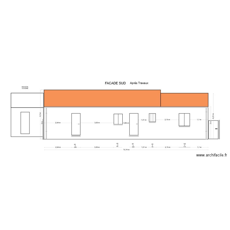 plan saint hilaire façade sud. Plan de 0 pièce et 0 m2