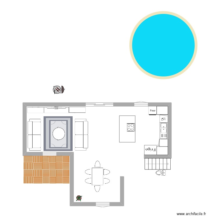 cuisine+salon. Plan de 0 pièce et 0 m2