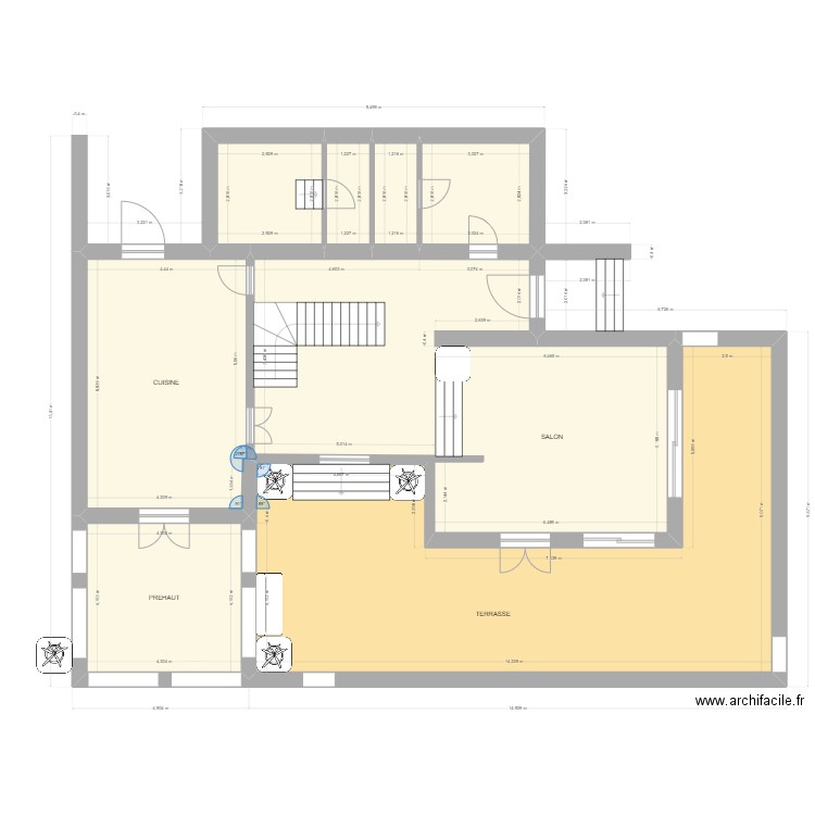 Extension Hammamet Initial RDC. Plan de 8 pièces et 213 m2