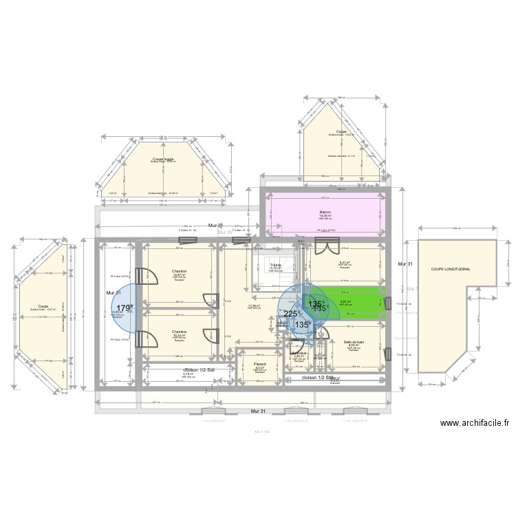 DES PREZ DE LA MORLAIS. Plan de 30 pièces et 417 m2