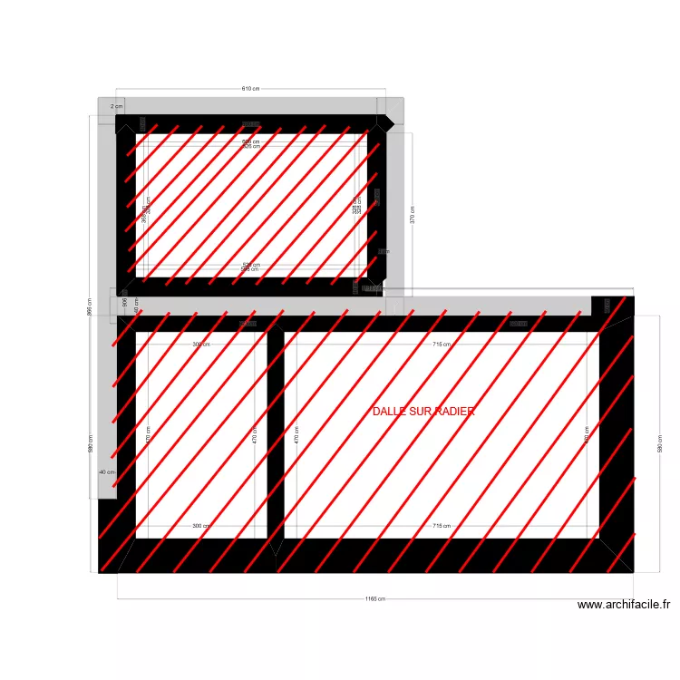 DALLE SUR RADIER . Plan de 