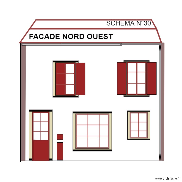 FACADE NORD OUEST EST FINI . Plan de 2 pièces et 7 m2