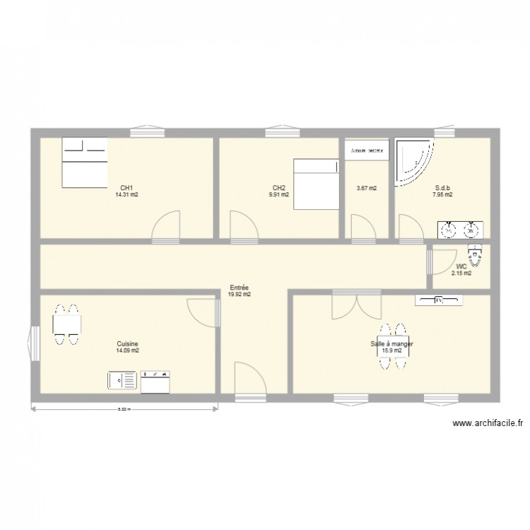 Pavillon. Plan de 0 pièce et 0 m2