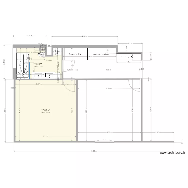 Chambre bureau 2. Plan de 