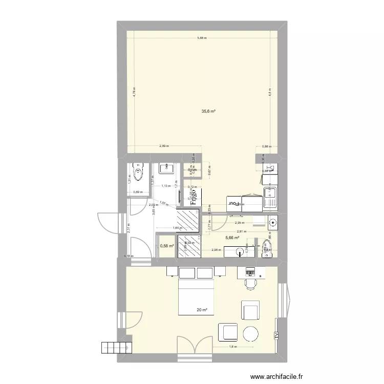 chambre bas saint mandrier. Plan de 4  et 62 m²