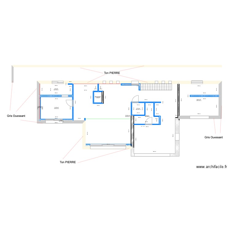 facade. Plan de 38 pièces et 754 m2