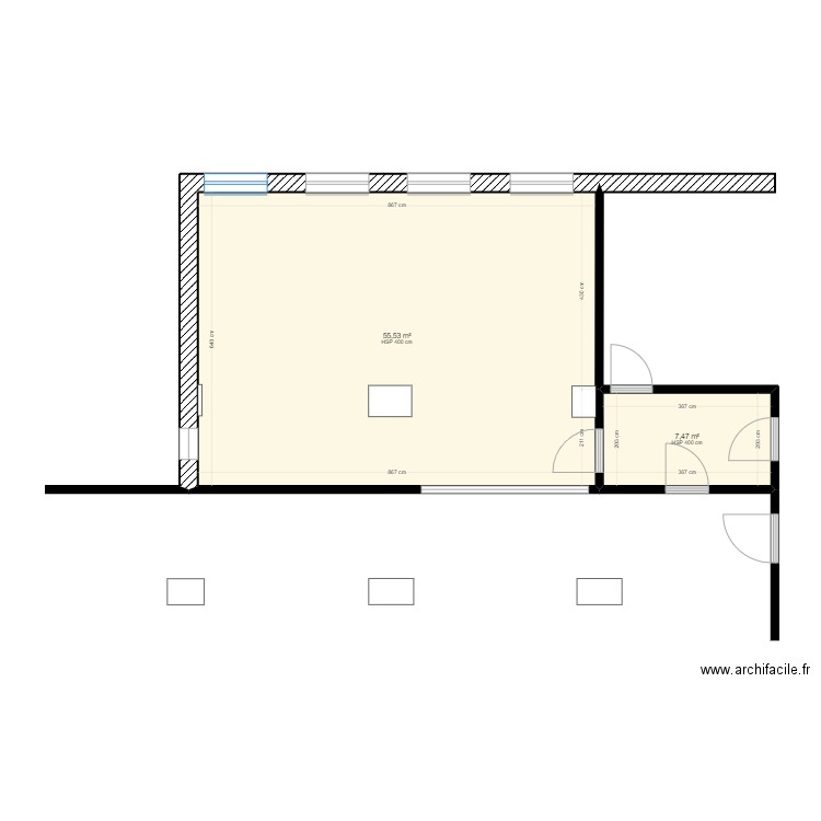 Métré C.2.11. Plan de 2 pièces et 63 m2