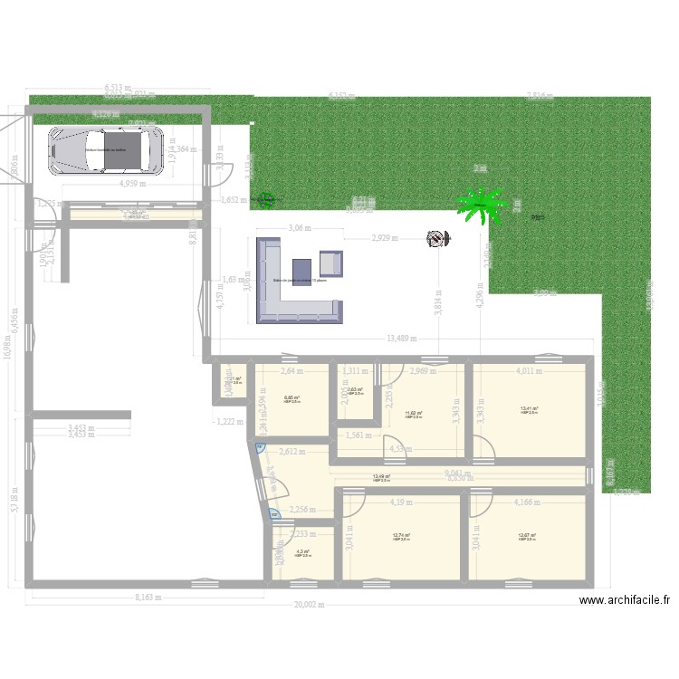 SDH 976. Plan de 10 pièces et 81 m2