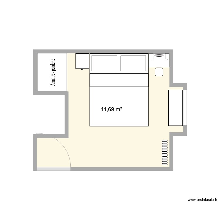 Room. Plan de 1 pièce et 12 m2