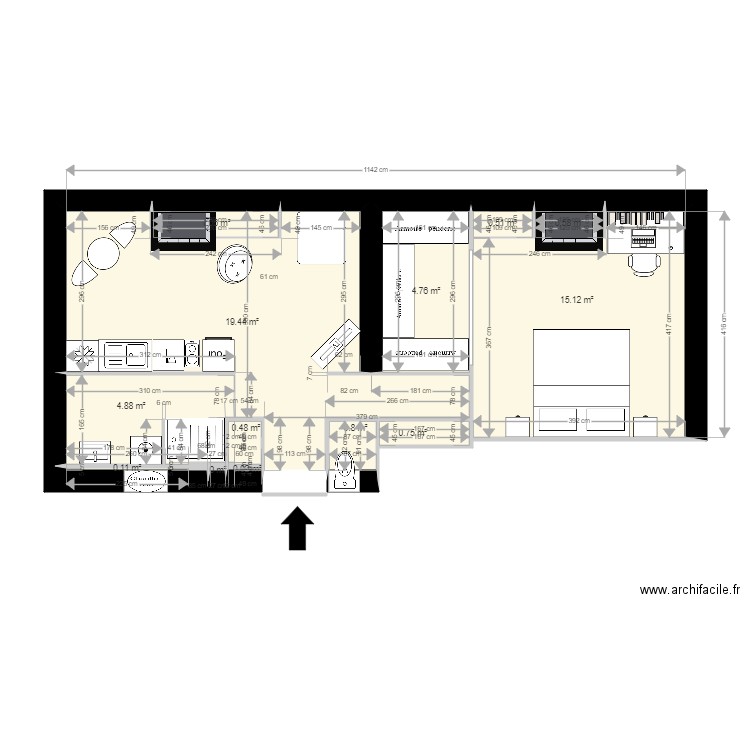 48 Molière projet v2. Plan de 13 pièces et 49 m2