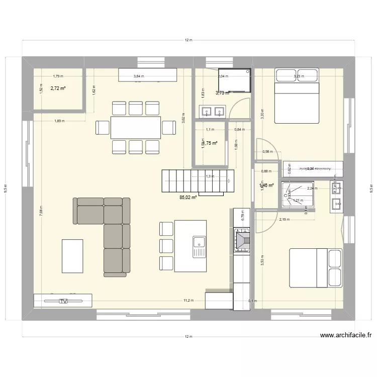 Grange AUTRANS. Plan de 5  et 95 m²