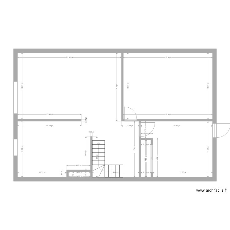 Bureau Haut. Plan de 5 pièces et 98 m2