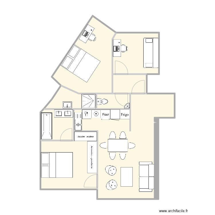 Sommeiller - Appartement. Plan de 8 pièces et 66 m2