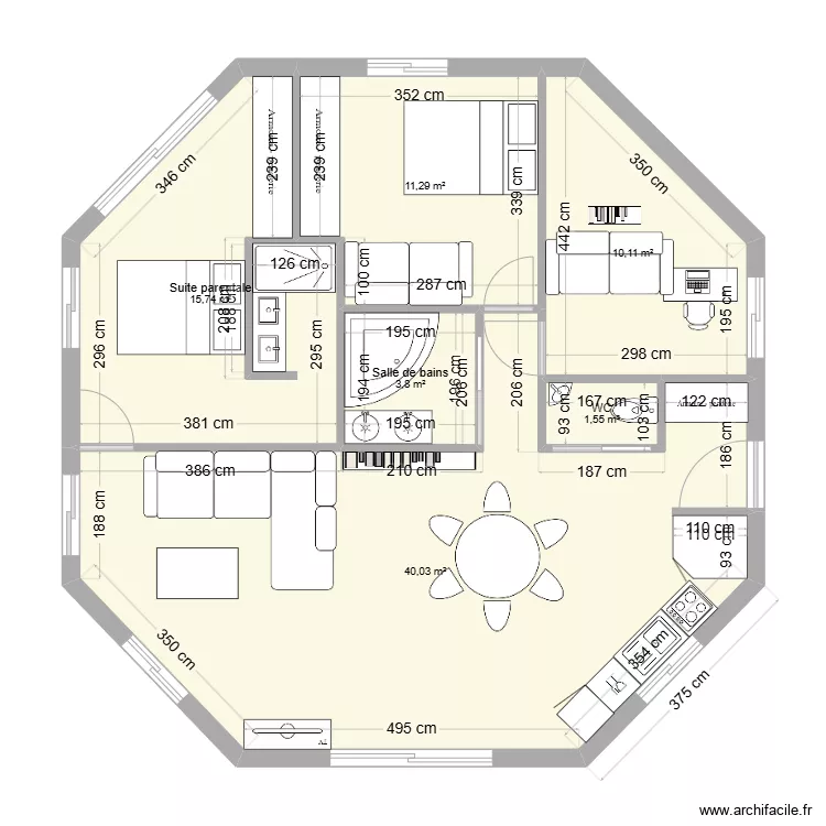 Maison hexagonale. Plan de Maison hexagonale. Plan de