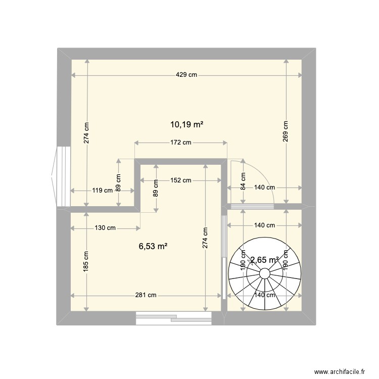 tan rouge dabet RDC 7. Plan de 3 pièces et 19 m2